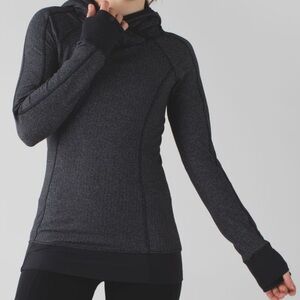 Lululemon Think Fast Hoodie Heathered Herringbone Heathered Black